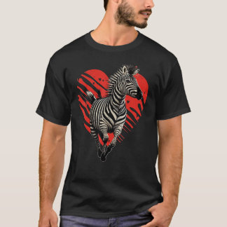 Zebra Love Heart for Valentines Day on Zebra 4 T-Shirt