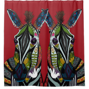 zebra love red shower curtain
