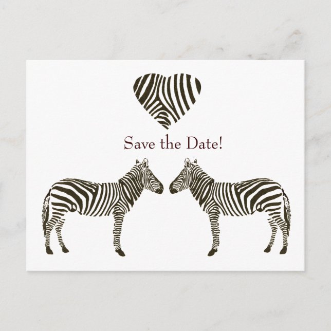 Zebra Love Save the Date Announcement Postcard (Front)