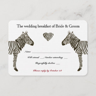 Zebra Love Wedding Breakfast RSVP