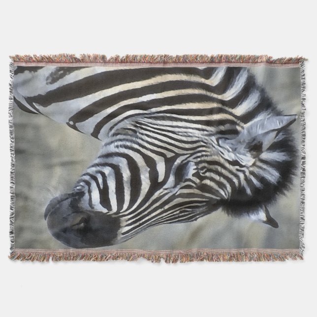 Zebra Lovers Wildlife Art Throw Blanket (Front)