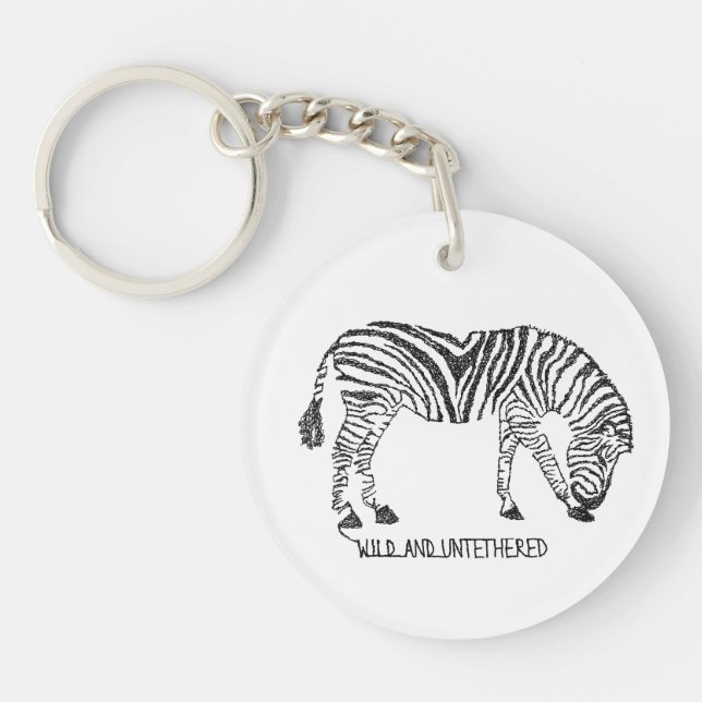 Zebra made up of Black Scribbles Key Ring (Front)