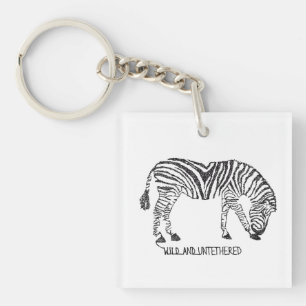 Zebra made up of Black Scribbles Key Ring