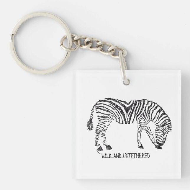 Zebra made up of Black Scribbles Key Ring (Front)