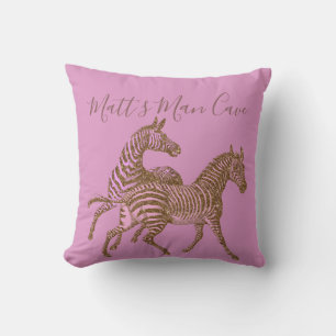Zebra Man Cave Throw Pillow