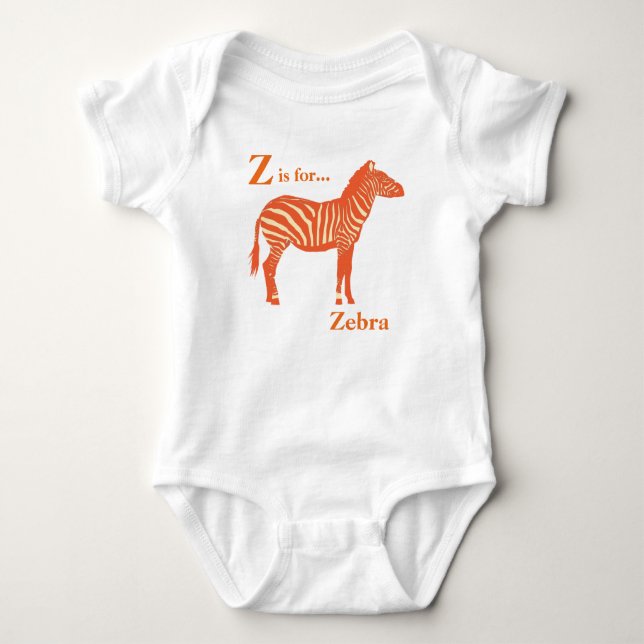 Zebra - Mandarin and light orange Baby Bodysuit (Front)
