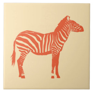 Zebra - Mandarin and light orange Ceramic Tile