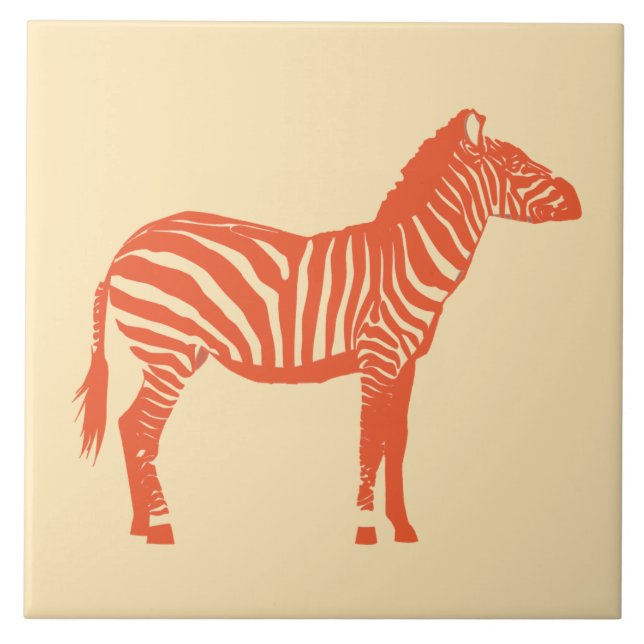 Zebra - Mandarin and light orange Ceramic Tile (Front)