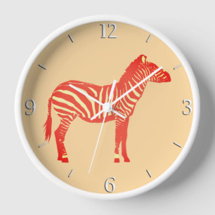 Zebra - Mandarin and light orange Clock