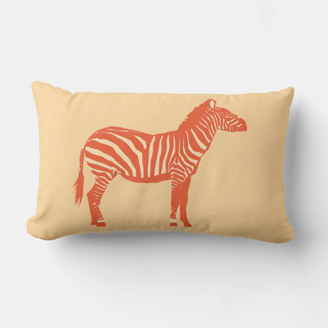Zebra - Mandarin and light orange Lumbar Cushion (Front)