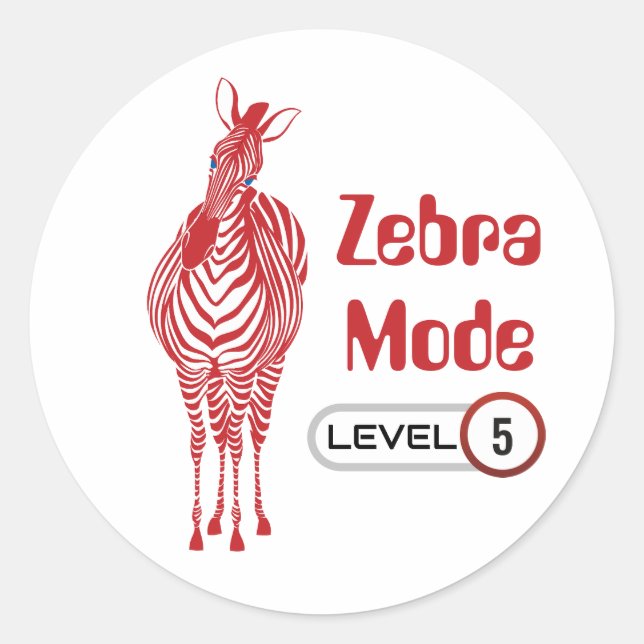 Zebra Mode Level 5, Customisable Sticker (Front)