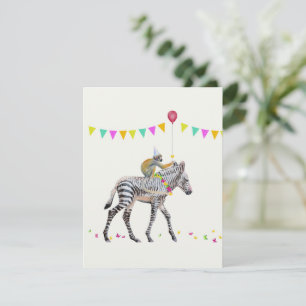 Zebra Monkey balloon party Antwoordkaart RSVP Card