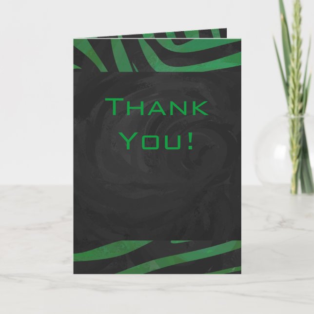 Zebra Monogram Black and Green Print Card (Front)