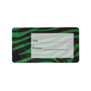 Zebra Monogram Black and Green Print Label