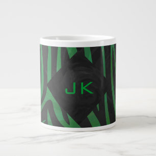 Zebra Monogram Black and Green Print Large Coffee Mug