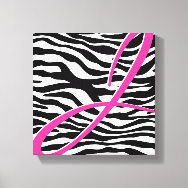 Zebra Monogram Canvas Print (Front)