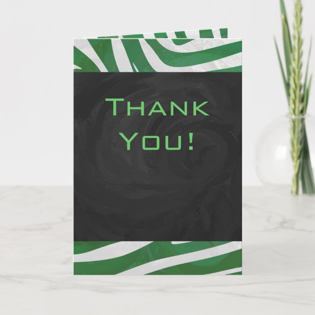 Zebra Monogram Green and White Print Card (Front)