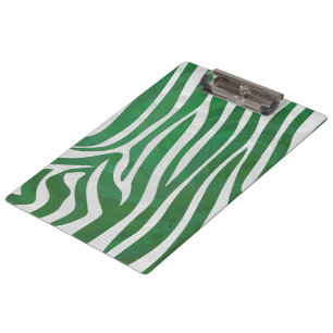 Zebra Monogram Green and White Print Clipboard