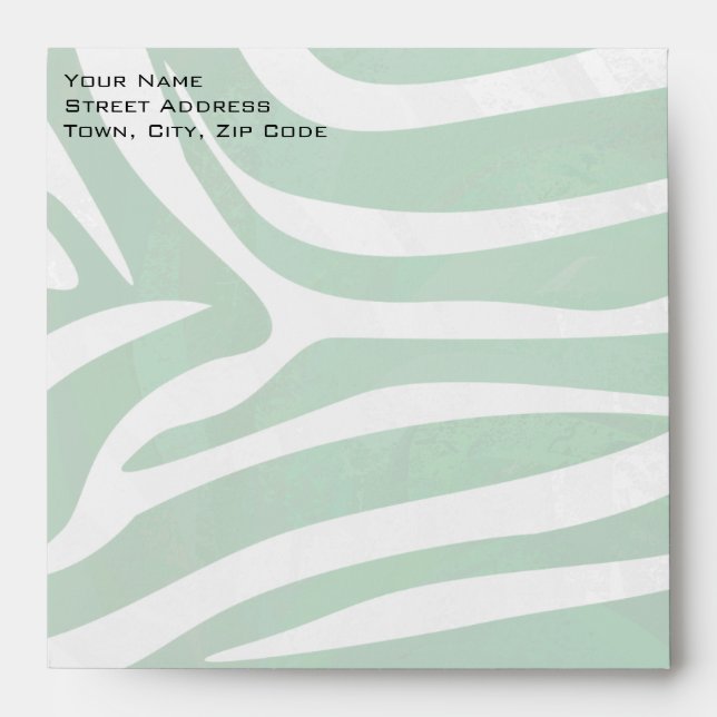 Zebra Monogram Green and White Print Envelopes (Front)