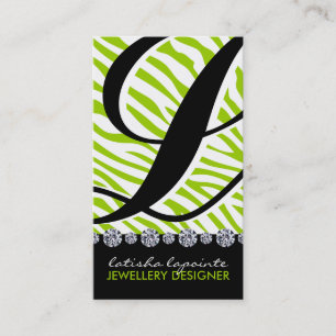Zebra Monogram Jewellery Designer Business Cards