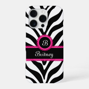 Zebra Monogram Name iPhone Case