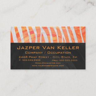Zebra Monogram Orange and White Business Card