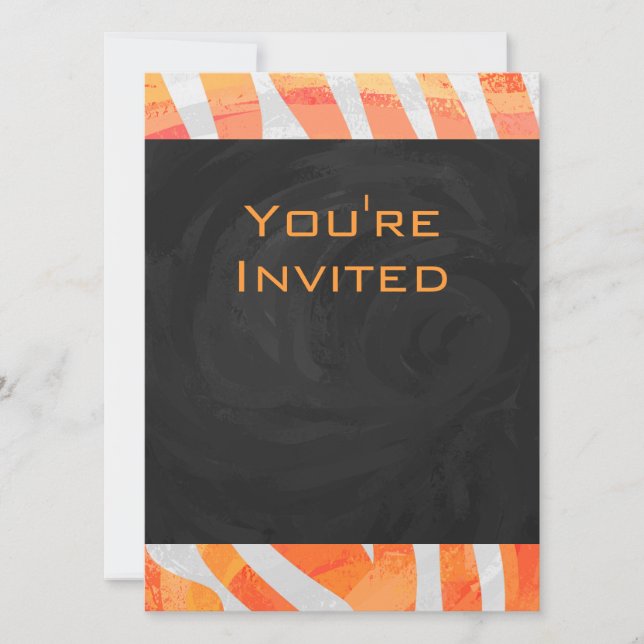 Zebra Monogram Orange and White Invitation (Front)