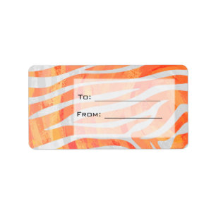 Zebra Monogram Orange and White Label