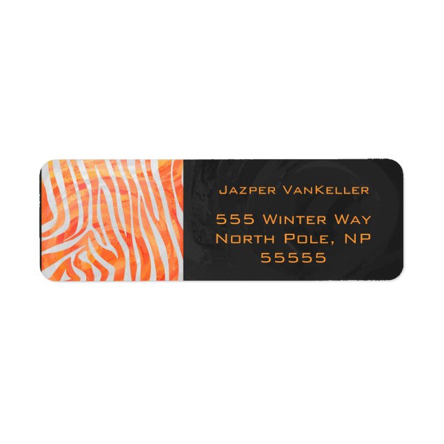 Zebra Monogram Orange and White Return Address Label (Front)