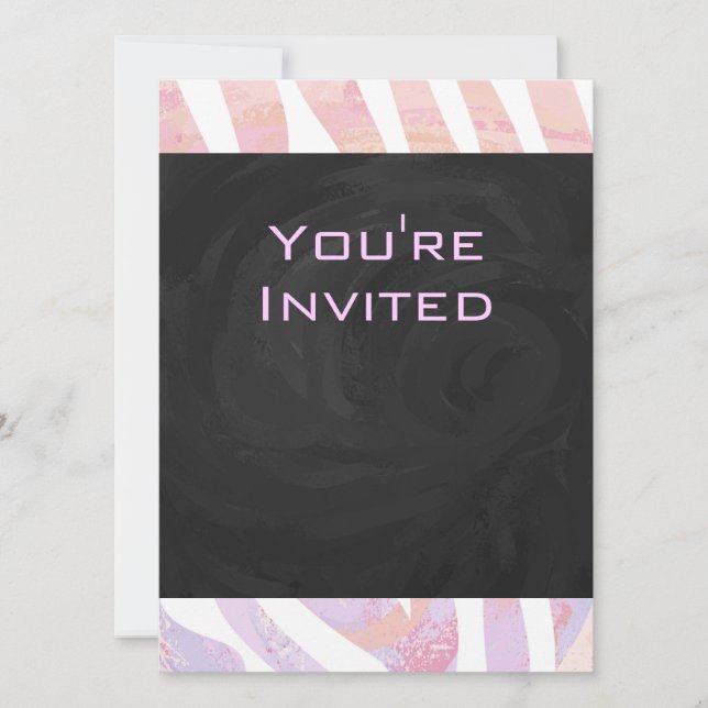 Zebra Monogram Pink and White Invitation (Front)