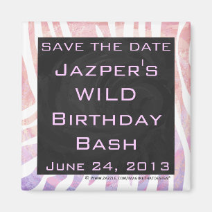 Zebra Monogram Pink and White Magnet