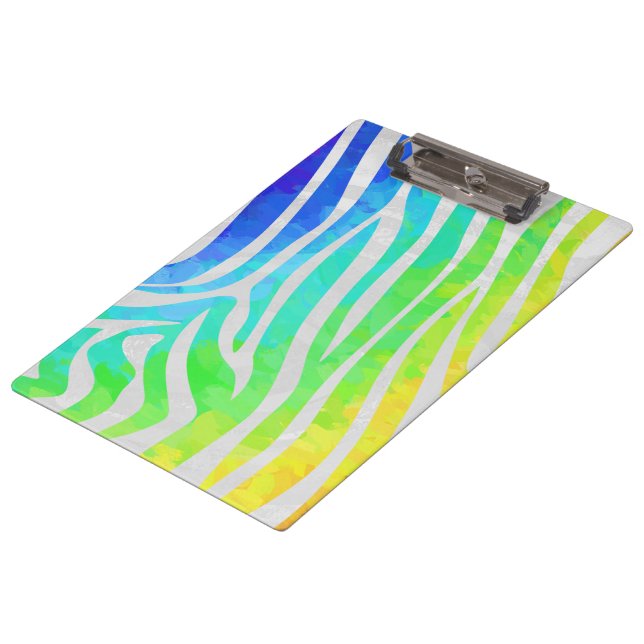 Zebra Monogram Rainbow and White Print Clipboard (Angled)