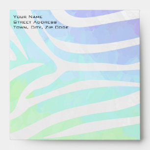 Zebra Monogram Rainbow and White Print Envelope