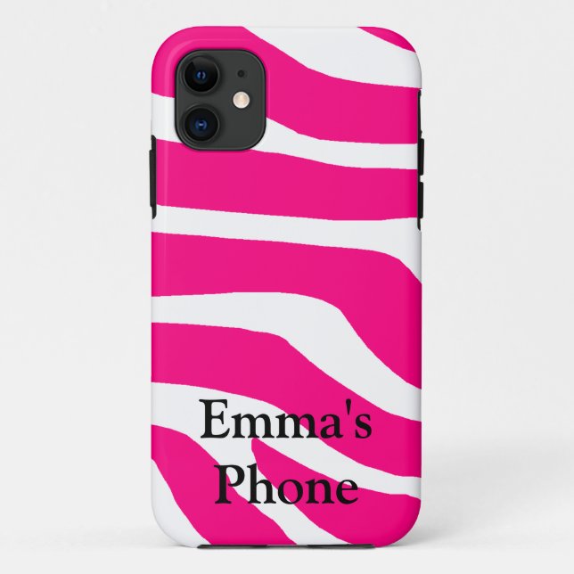 Zebra Monogrammed Name Case-Mate iPhone Case (Back)