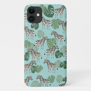 Zebra Monstera Pattern iPhone 11 Case