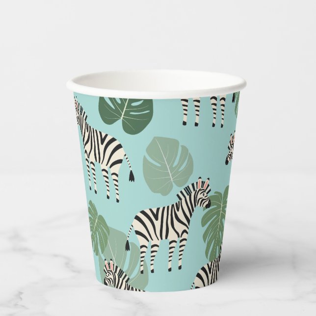 Zebra Monstera Pattern Paper Cups (Front)