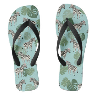 Zebra Monstera Pattern Thongs