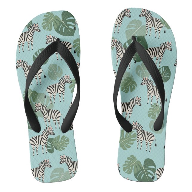 Zebra Monstera Pattern Thongs (Footbed)