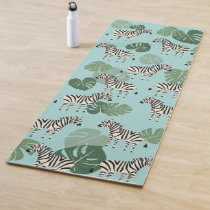 Zebra Monstera Pattern Yoga Mat