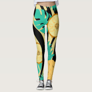 Zebra, monstera, pineapple: summer pattern. leggings
