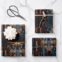 Zebra Mosaic Stained Glass Wrapping Paper Sheets