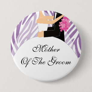 Zebra Mother of the Groom Button / Pin Purple