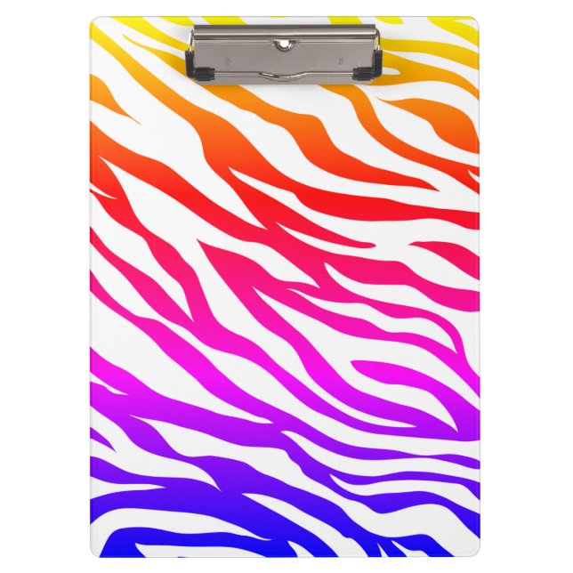 Zebra Multicolored Skin Stripes Pattern-15392 Clipboard (Front)