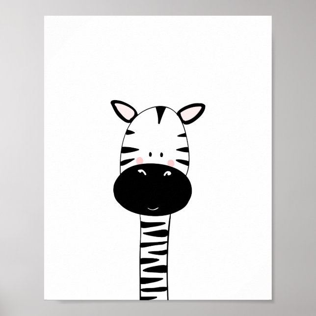 Zebra Nursery Print Black and white modern zoo (Front)