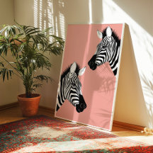 Zebra on Pink Poster