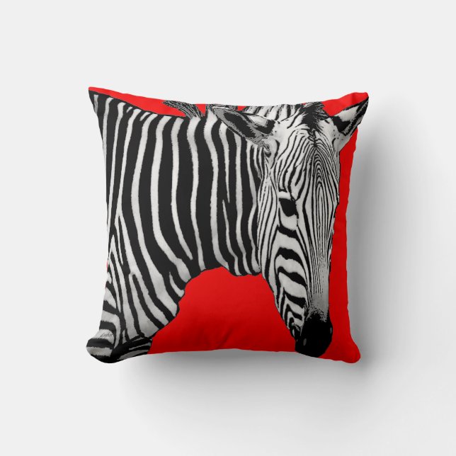 Zebra on Red -Customise Colour Cushion (Front)