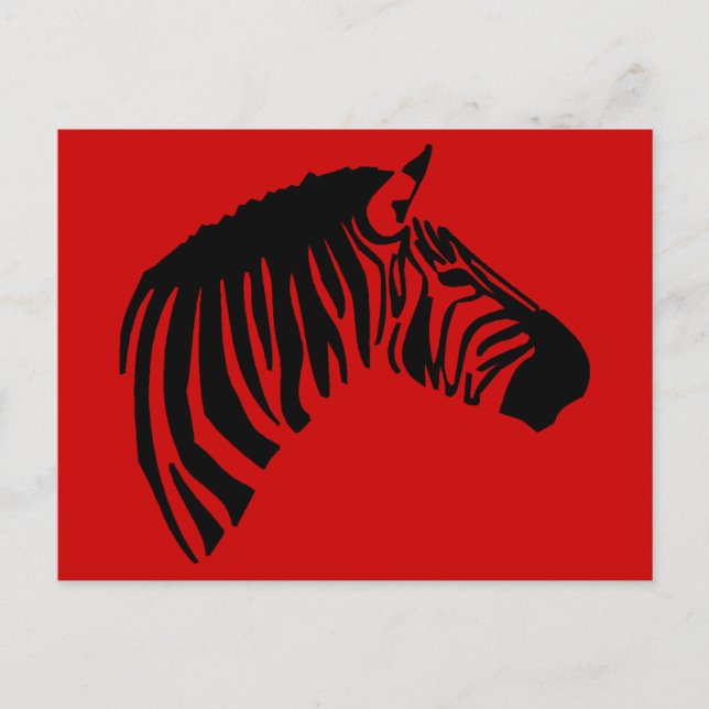 ZEBRA ON RED POSTCARD (Front)