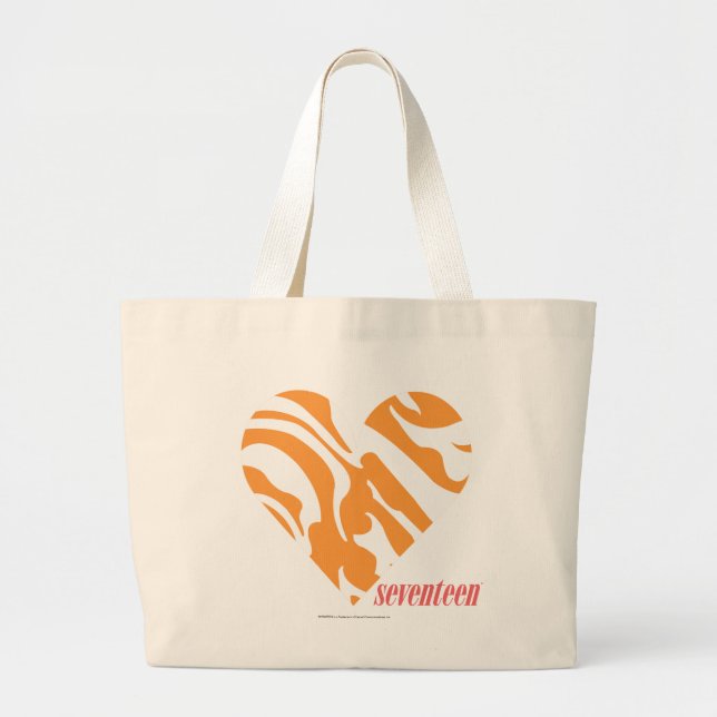 Zebra Orange 2 Large Tote Bag (Front)