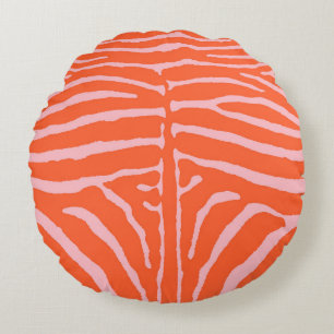 Zebra Orange and Pink Round Cushion