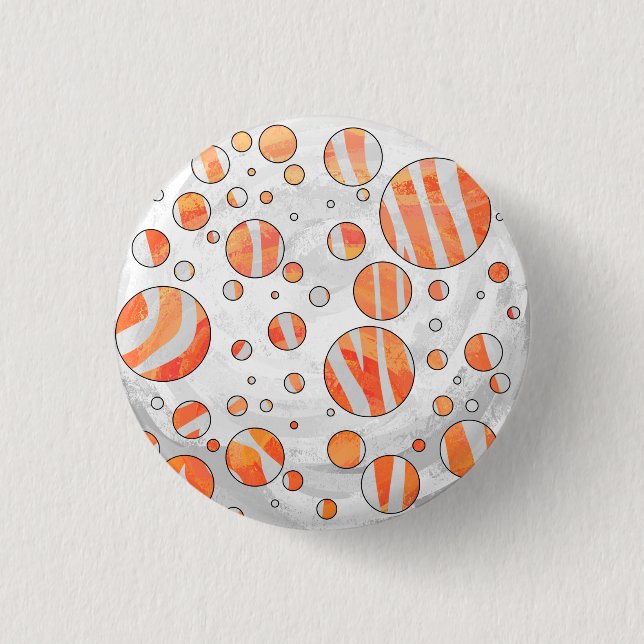 Zebra Orange and White Polka Dot 3 Cm Round Badge (Front)
